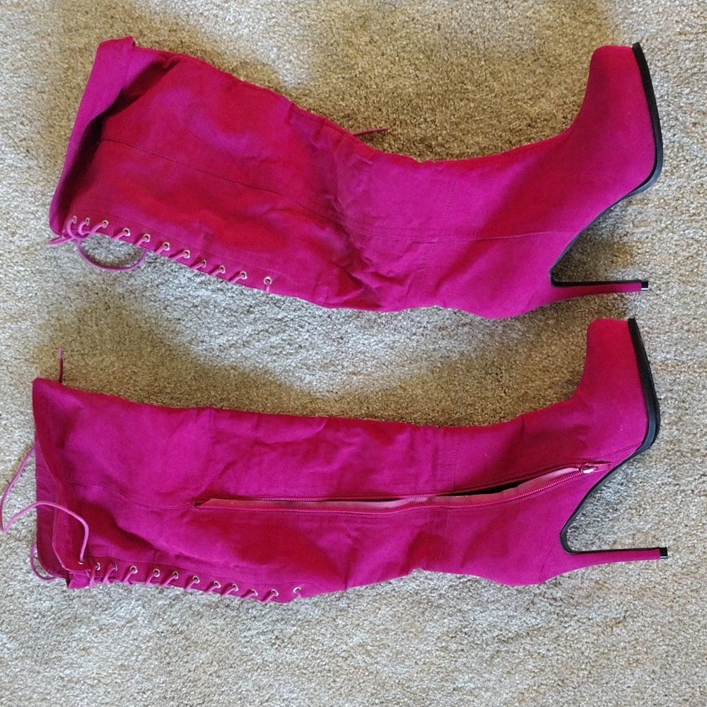 Hot pink hex boots